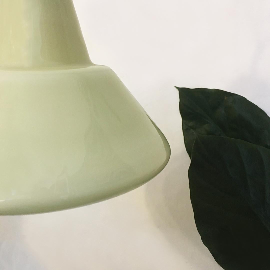 Plastic Italian Mid-Century Modern Bell-Shaped Green Glass Pendant Chandelier, 1960s