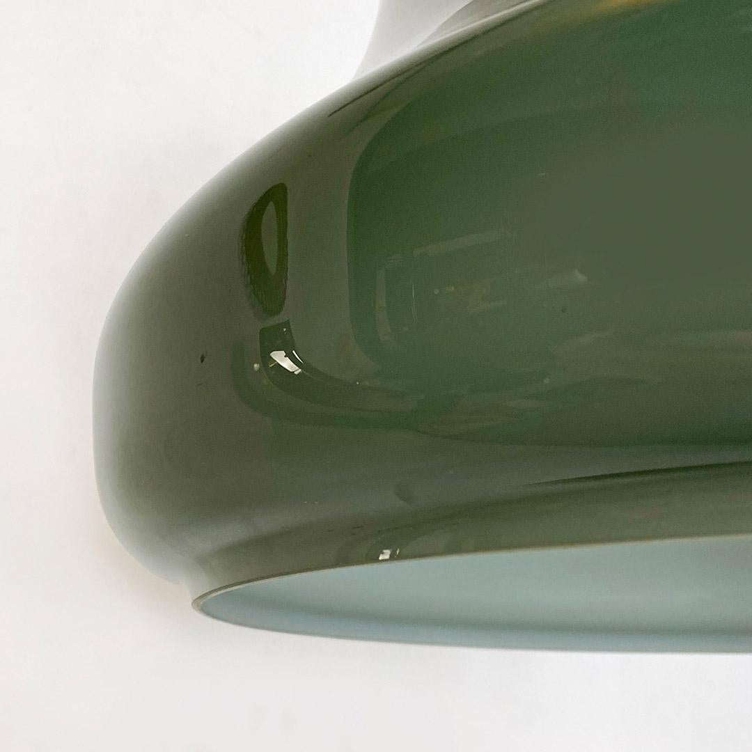 Italian Mid Century Modern Bell Shaped Grey-Green Double Glass Chandelier, 1960s 5