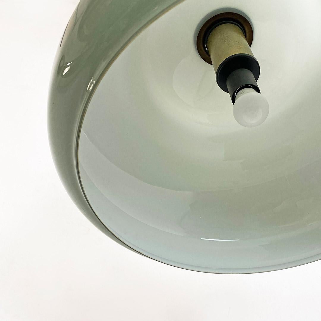 Italian Mid Century Modern Bell Shaped Grey-Green Double Glass Chandelier, 1960s 6