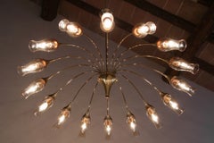 Italian Mid-Century Modern Big Spider Murano Glass Chandelier, Gold Color, 1950s