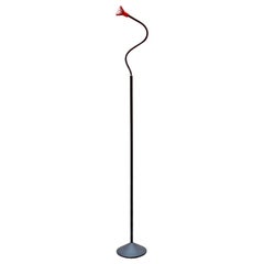 Italian Mid-Century Modern Black and Red Metal Floor Lamp by Tronconi, 1980s