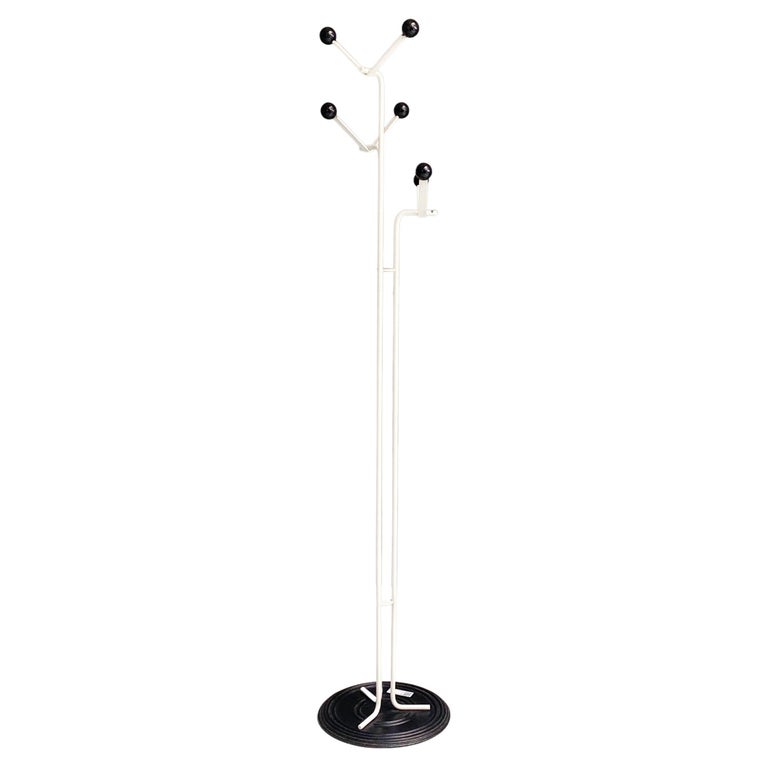 Italian MidCentury Modern Black and White Metal Coat Rack, 1980s For