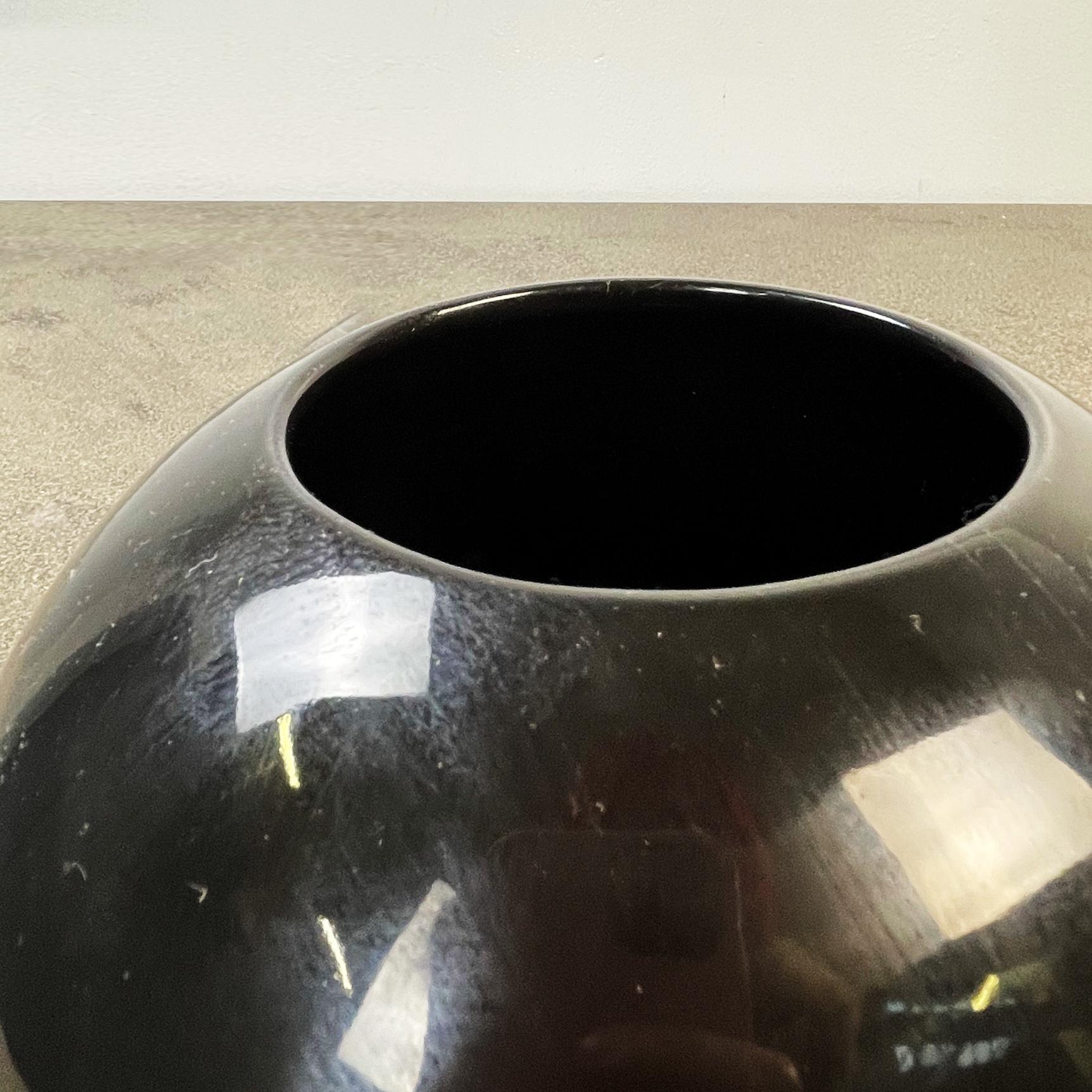 Italian Mid-Century Modern Black Ceramic Spherical Vase, 1980s 2