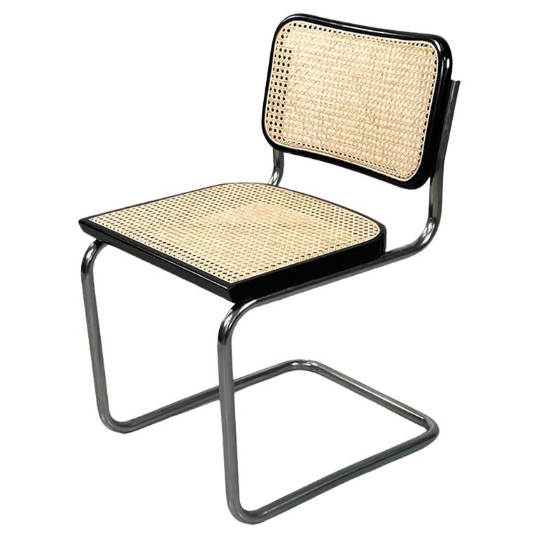 Italian mid-century modern black Cesca chair by Marcel Breuer for
