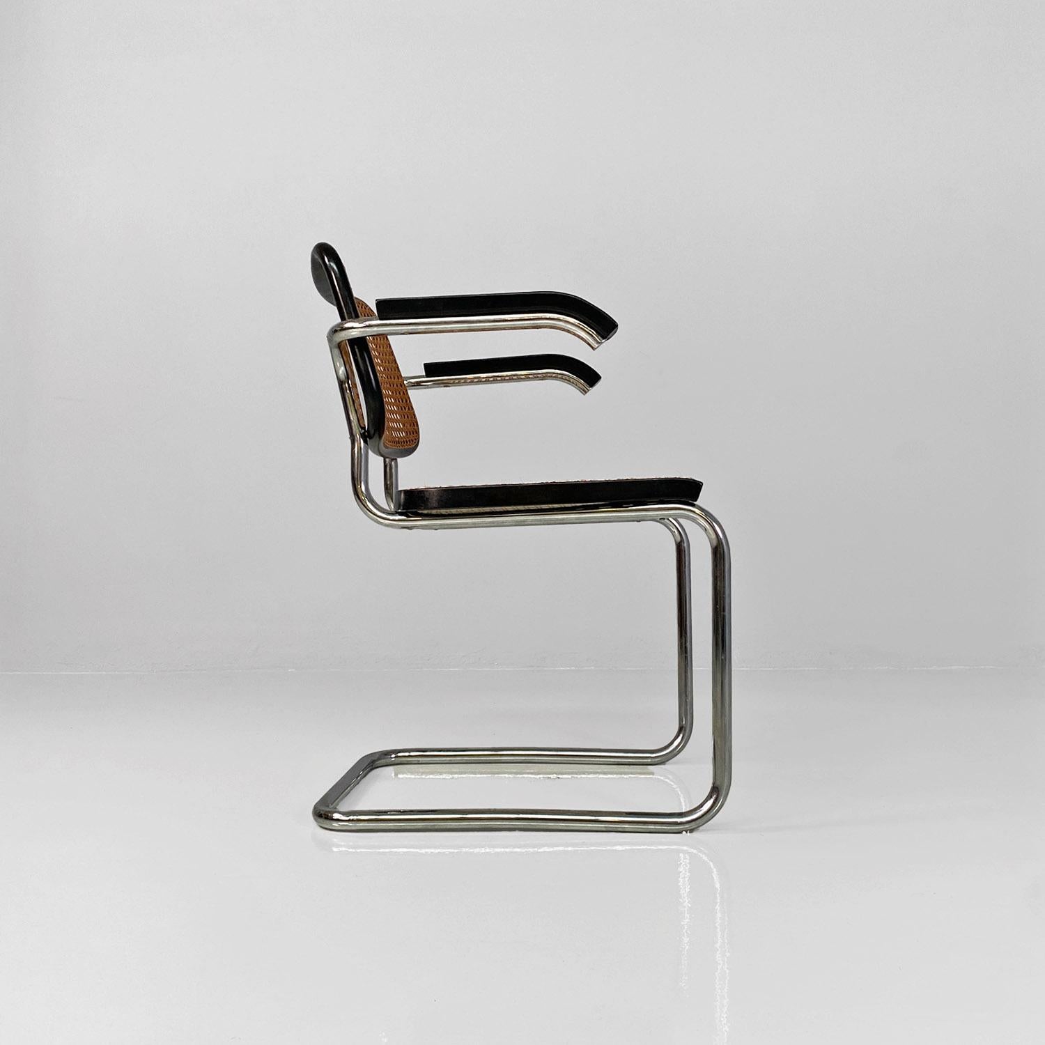 Italian mid-century modern black Cesca chairs by Marcel Breuer for Gavina, 1960s In Good Condition In MIlano, IT