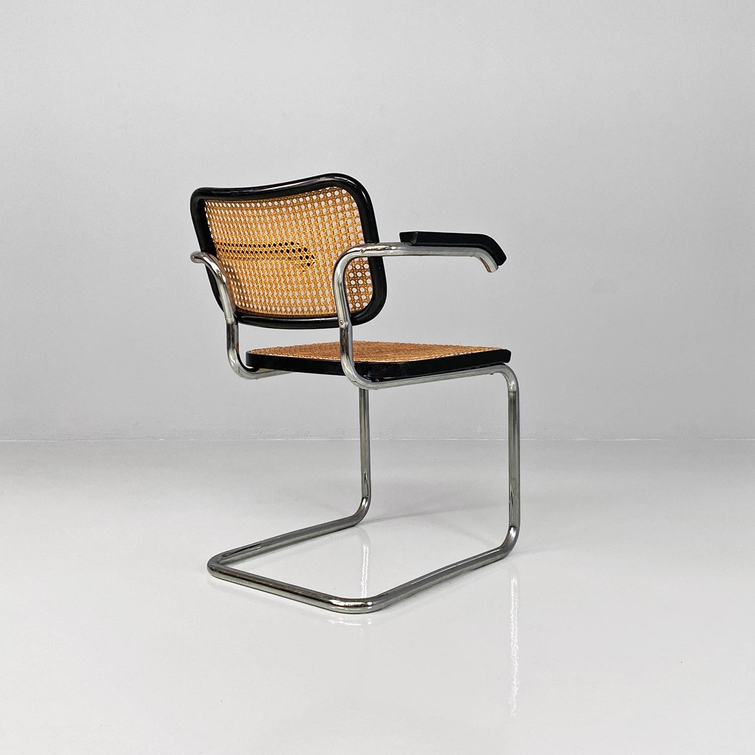 Mid-20th Century Italian mid-century modern black Cesca chairs by Marcel Breuer for Gavina, 1960s