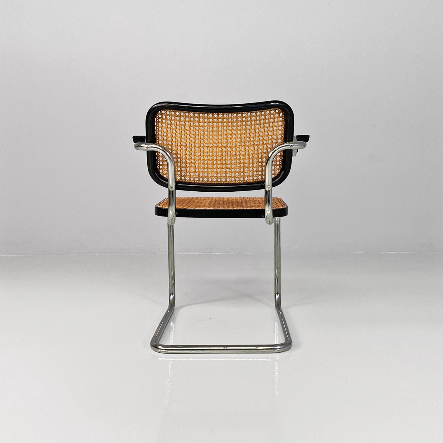 Steel Italian mid-century modern black Cesca chairs by Marcel Breuer for Gavina, 1960s