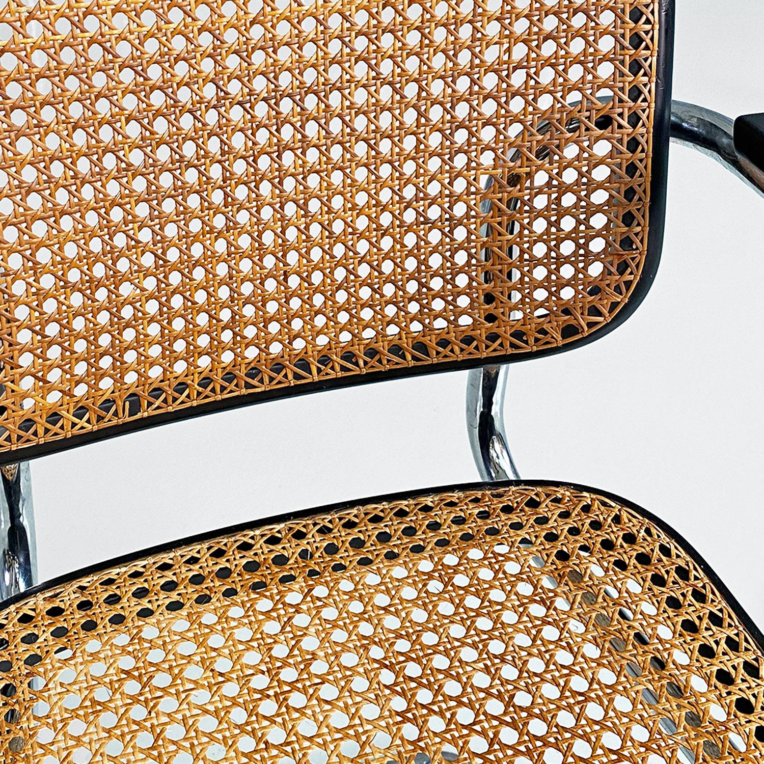 Italian mid-century modern black Cesca chairs by Marcel Breuer for Gavina, 1960s 2