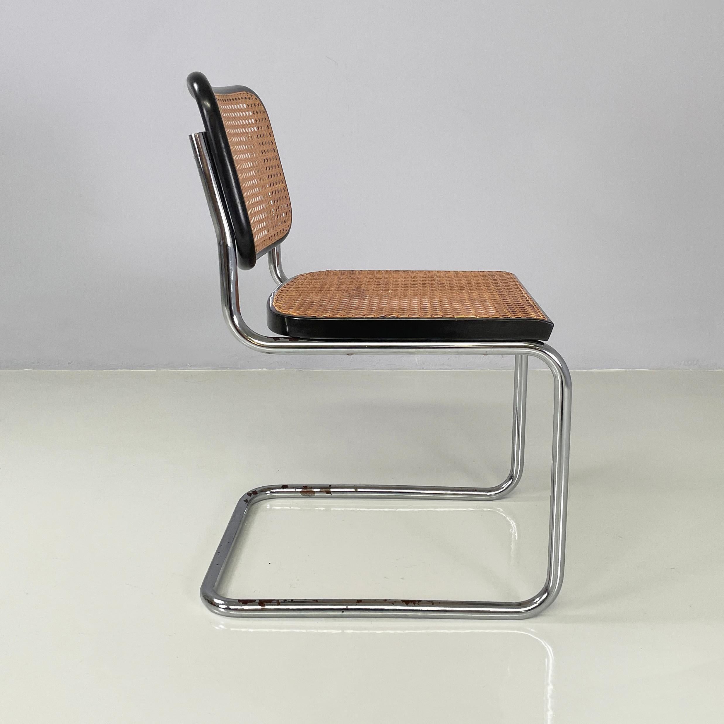 Mid-Century Modern Chaise noire italienne du milieu du siècle dernier Cesca par Marcel Breuer pour Gavina, années 1960