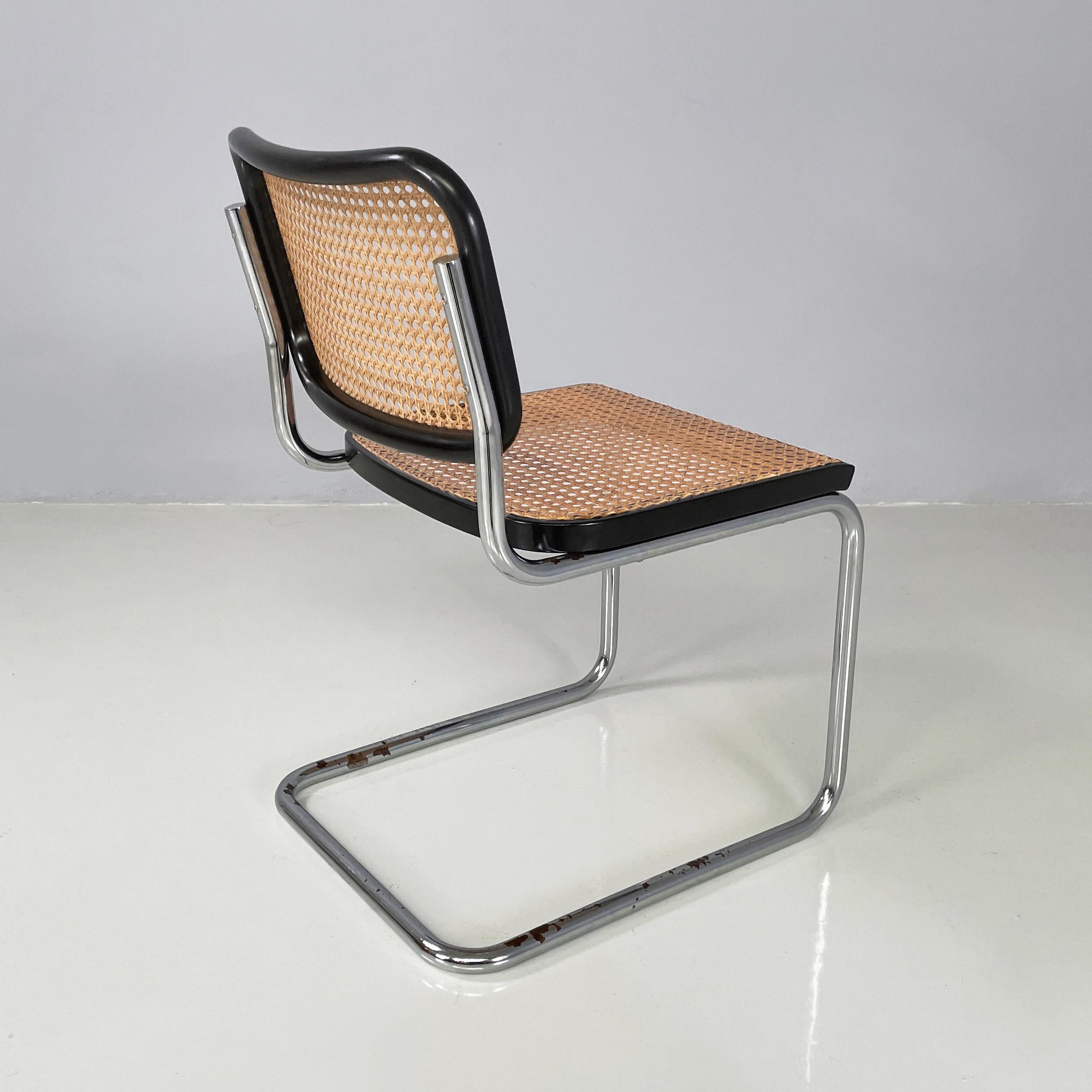 Chaise noire italienne du milieu du siècle dernier Cesca par Marcel Breuer pour Gavina, années 1960 État moyen à MIlano, IT