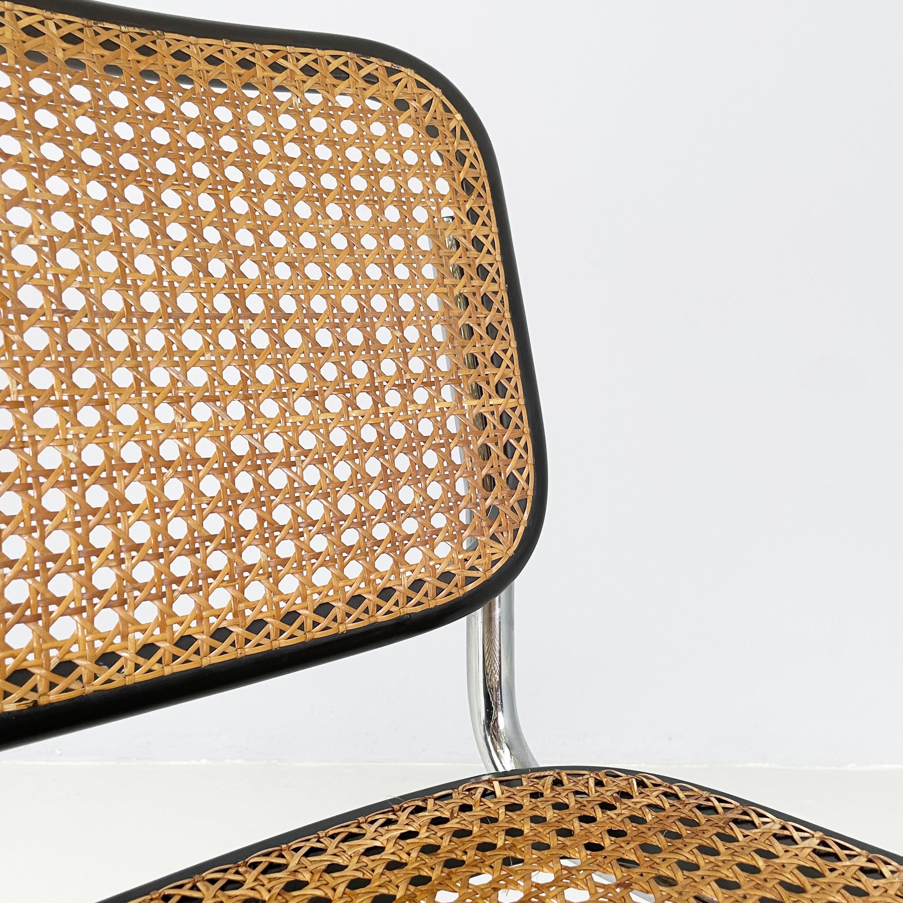 Métal Chaise noire italienne du milieu du siècle dernier Cesca par Marcel Breuer pour Gavina, années 1960