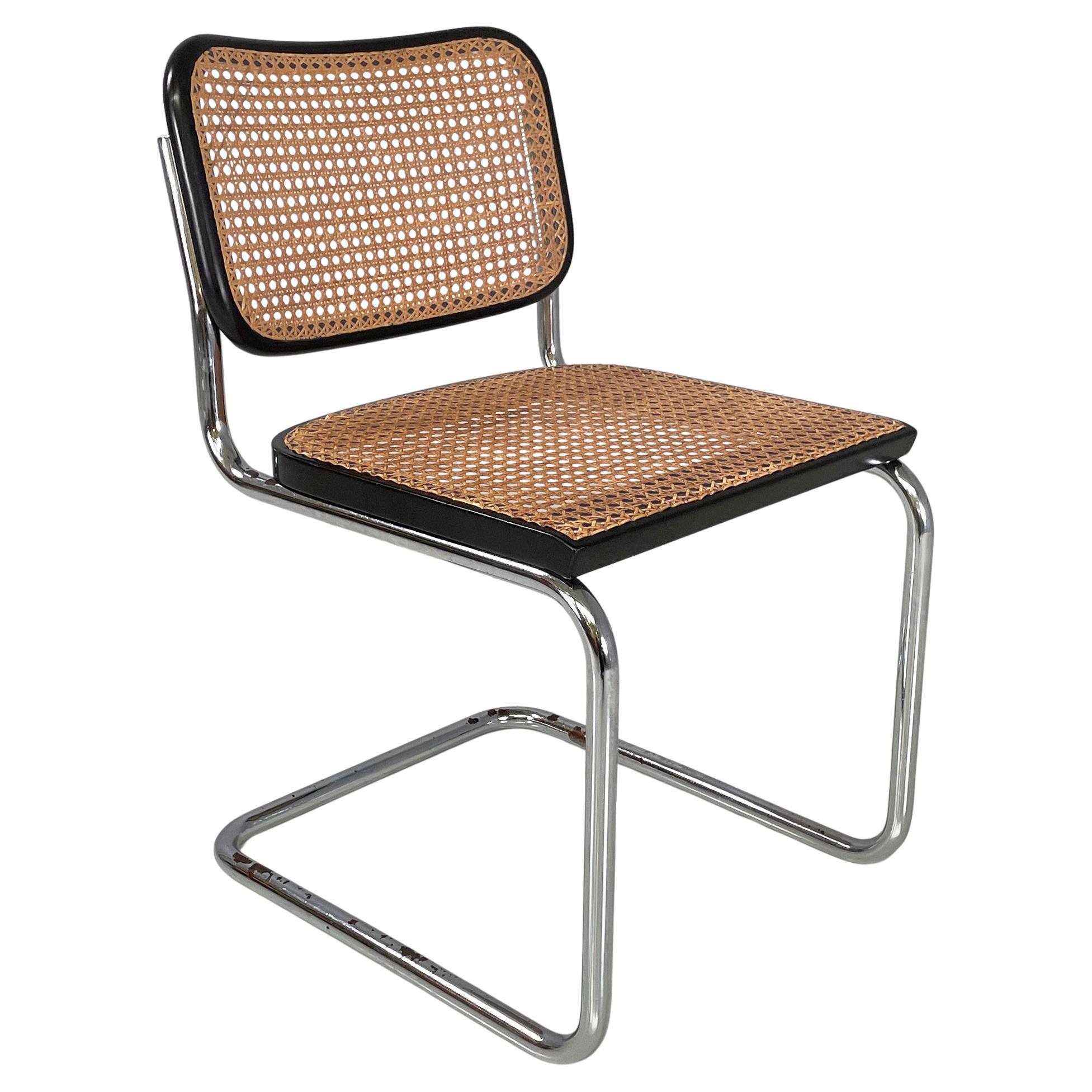 Chaise noire italienne du milieu du siècle dernier Cesca par Marcel Breuer pour Gavina, années 1960