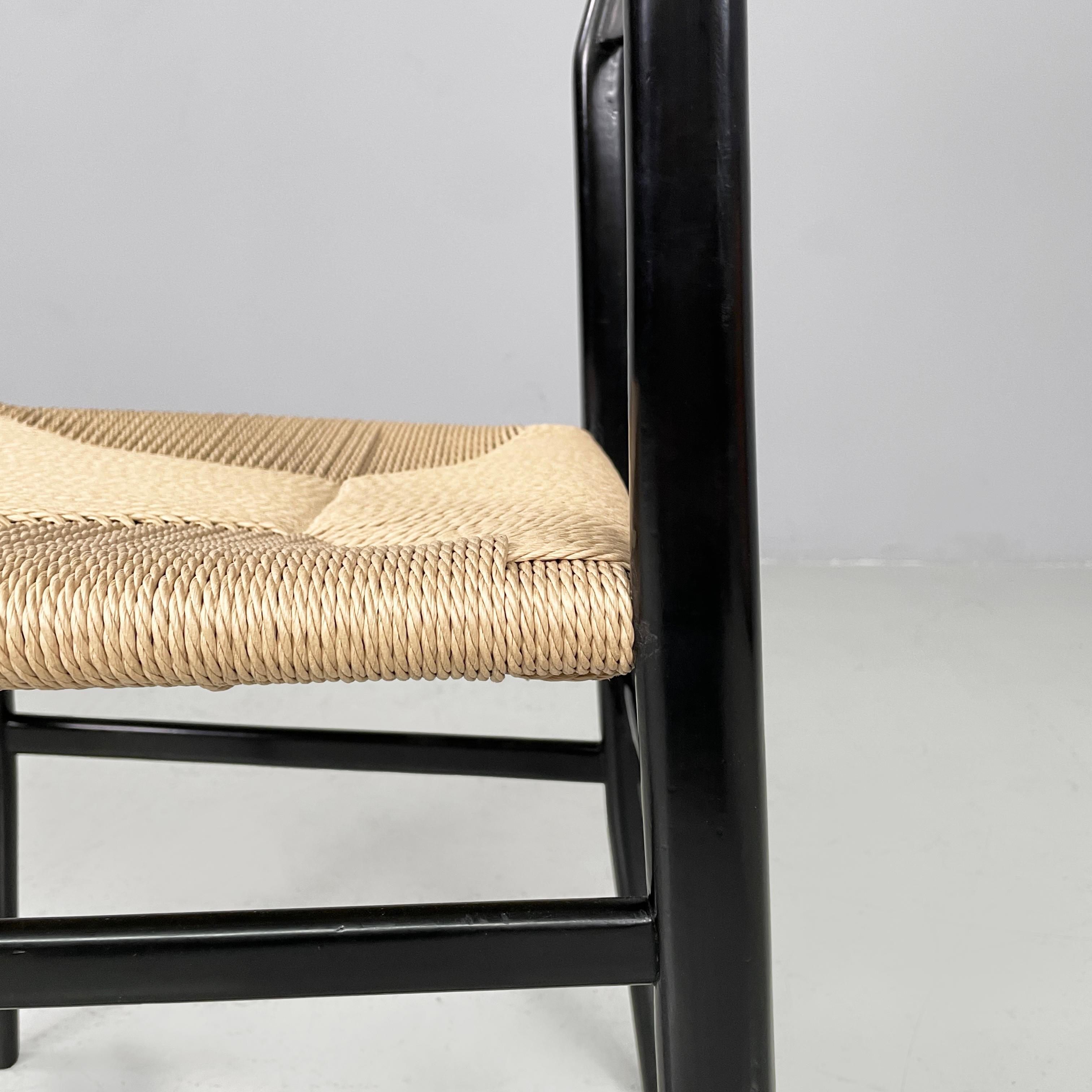 Italian mid-century modern black chairs Leggera by Gio Ponti for Cassina,  1960s in vendita 9