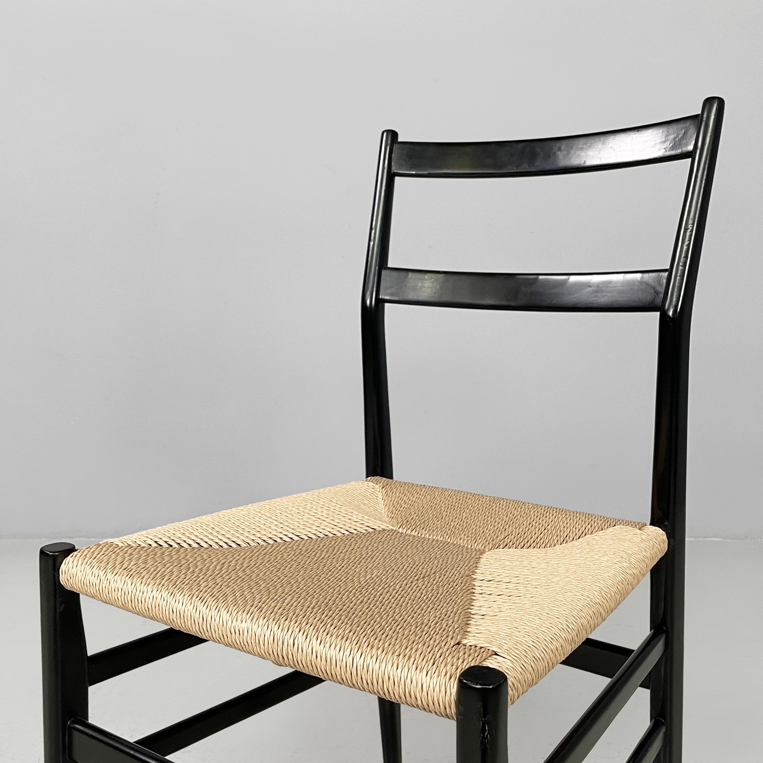 Italian mid-century modern black chairs Leggera by Gio Ponti for Cassina,  1960s in vendita 2
