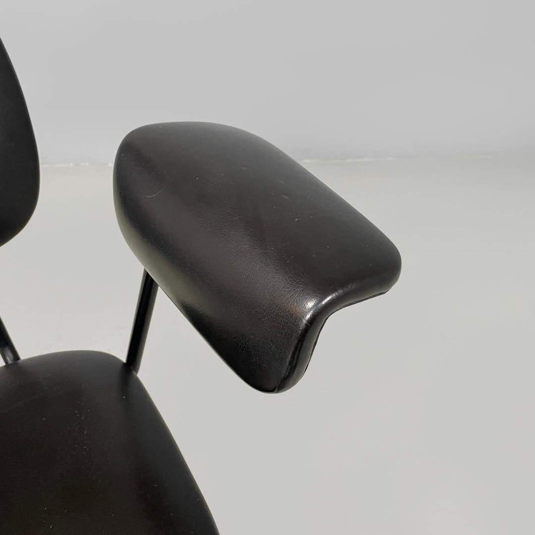 Italian mid-century modern black faux leather and black metal chair, 1960s For Sale 9