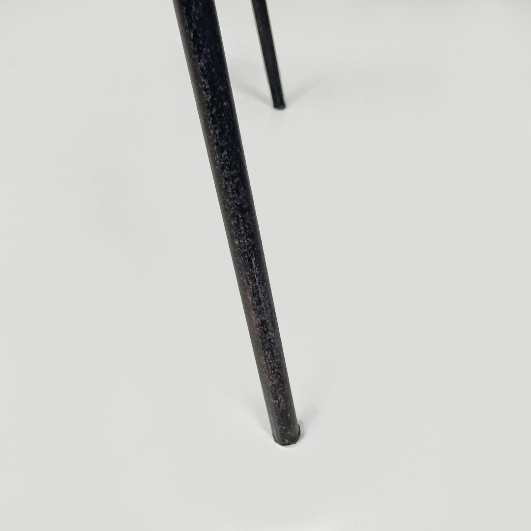Italian mid-century modern black faux leather and black metal chair, 1960s For Sale 14