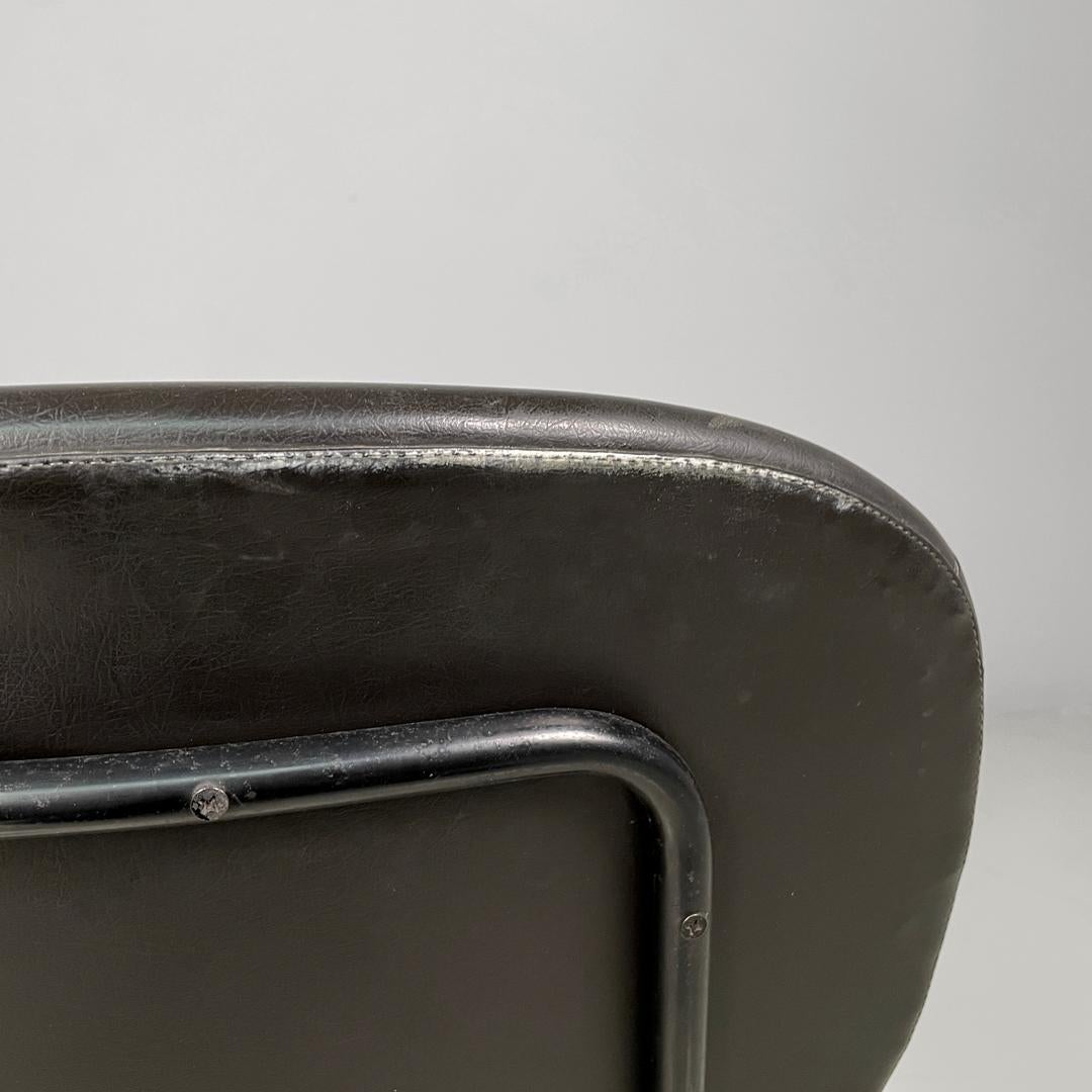 Italian mid-century modern black faux leather and black metal chair, 1960s For Sale 2