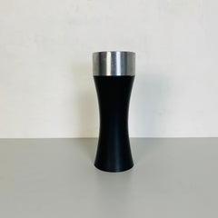 Italian Mid-Century Modern Black Floor Steel Ashtray, 1970s