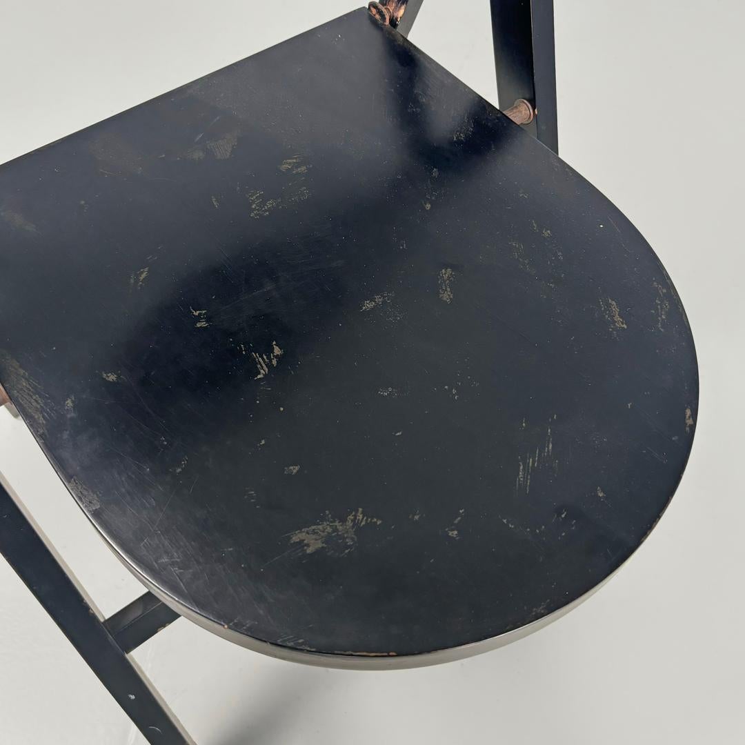 Italian mid-century modern black folding chair Tric Castiglioni BBB, 1960s For Sale 9