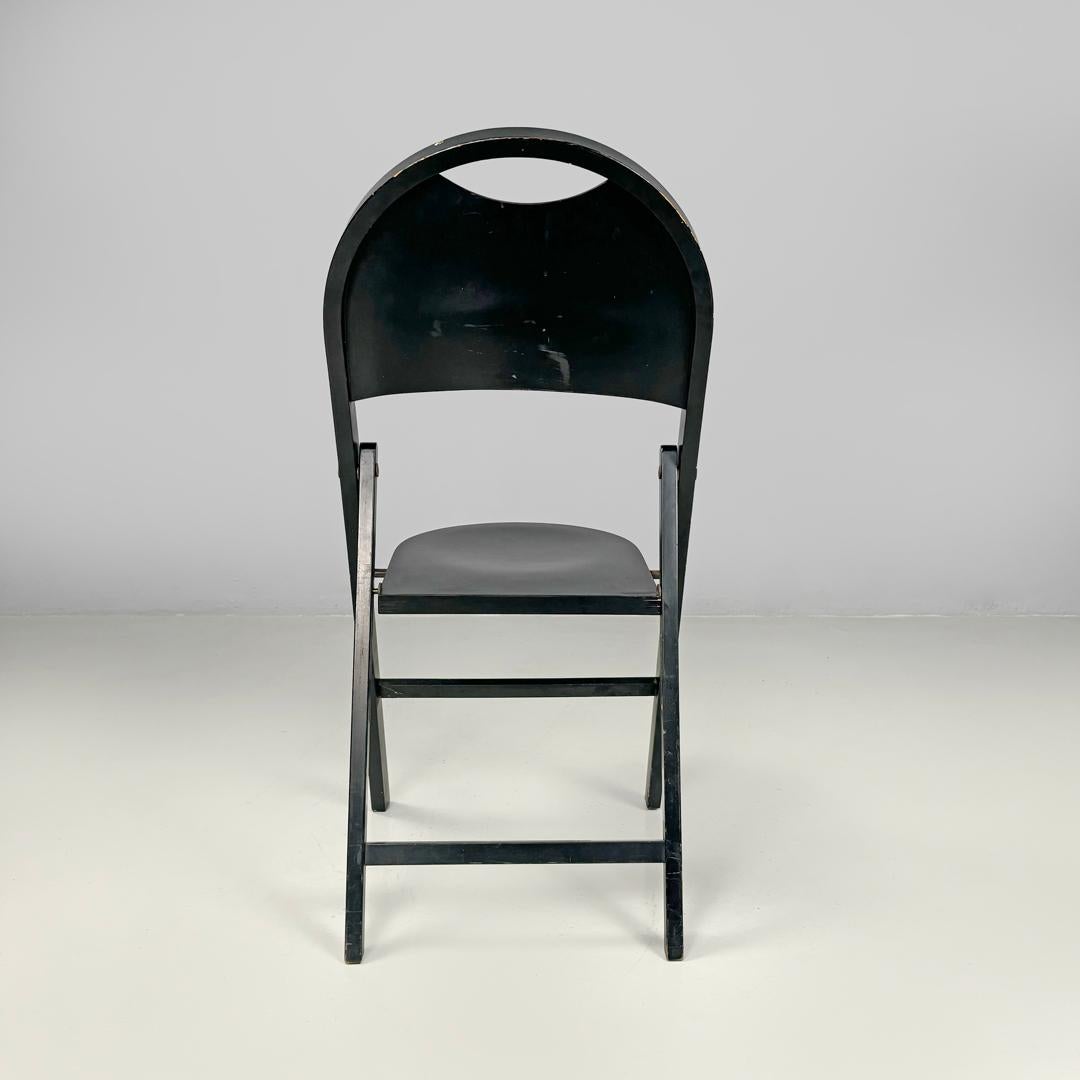 Mid-20th Century Italian mid-century modern black folding chair Tric Castiglioni BBB, 1960s For Sale