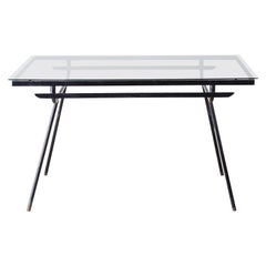Italian Mid-Century Modern Black Iron Patio Dining Table