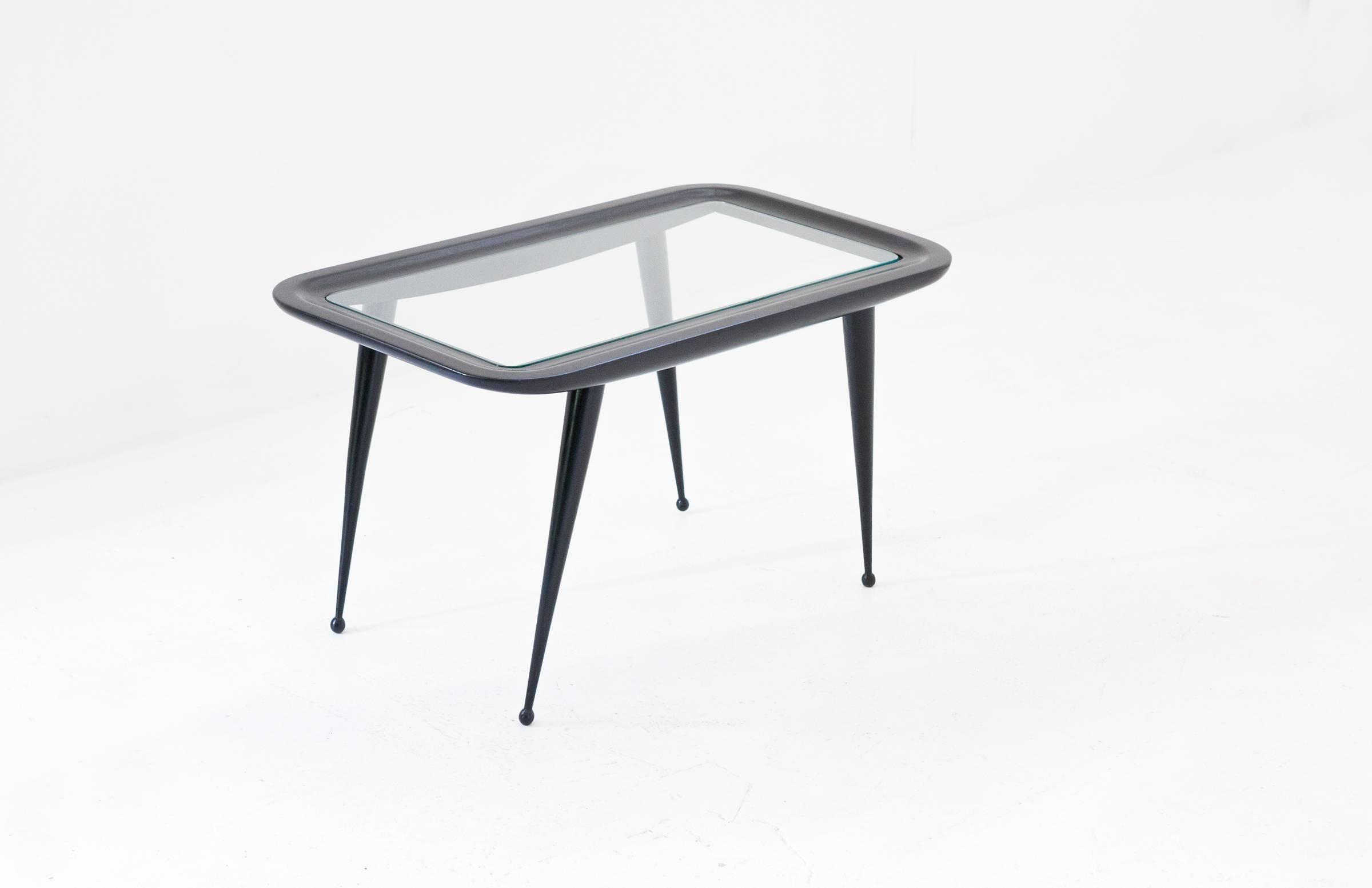 Italian Mid-Century Modern wood and glass Coffee table, 1950s 4