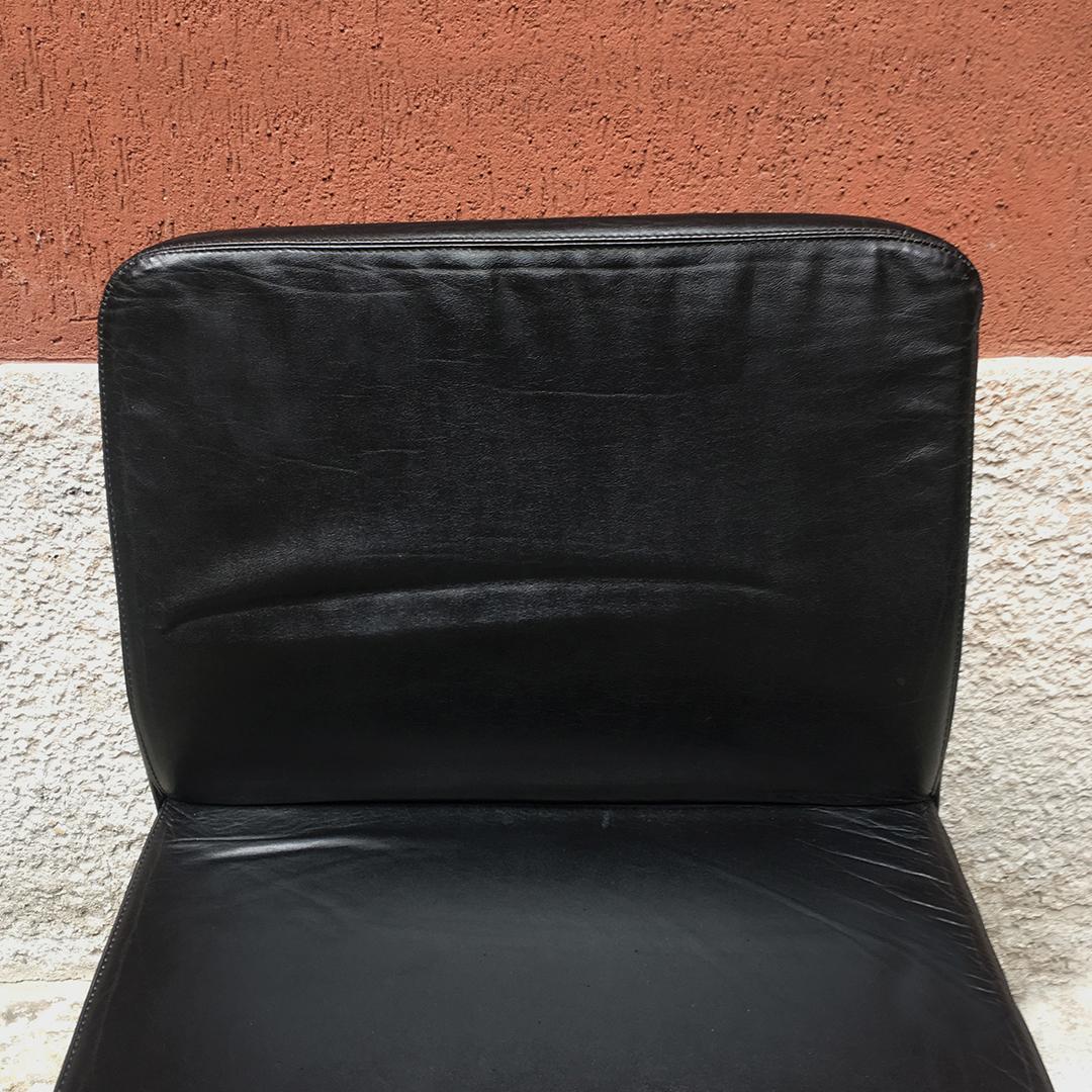 Italian Mid-Century Modern Black Leather Chair with Chromed Structure, 1970s 8