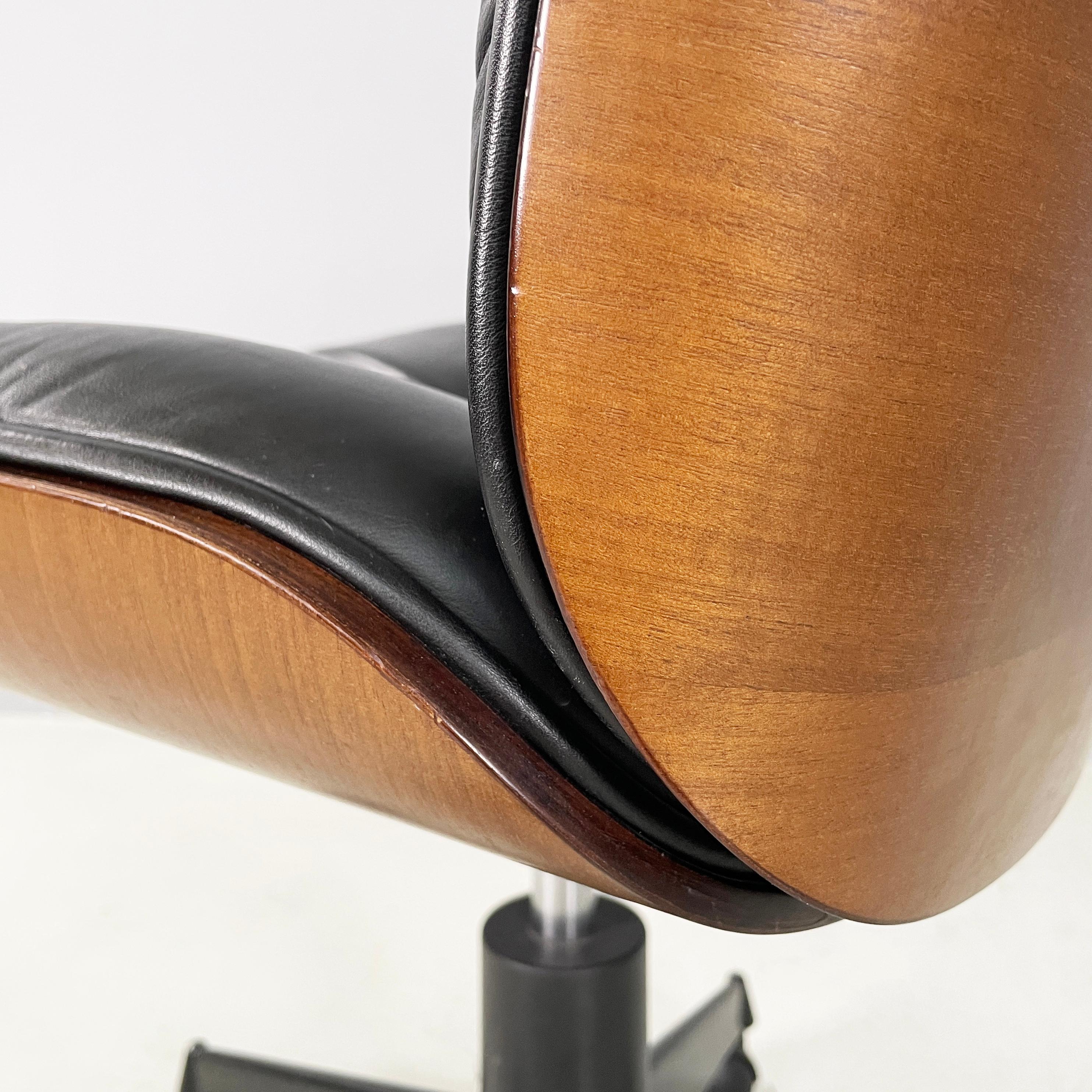 Italian mid-century modern Black leather Office chairs by Ico Parisi MIM, 1960s 5