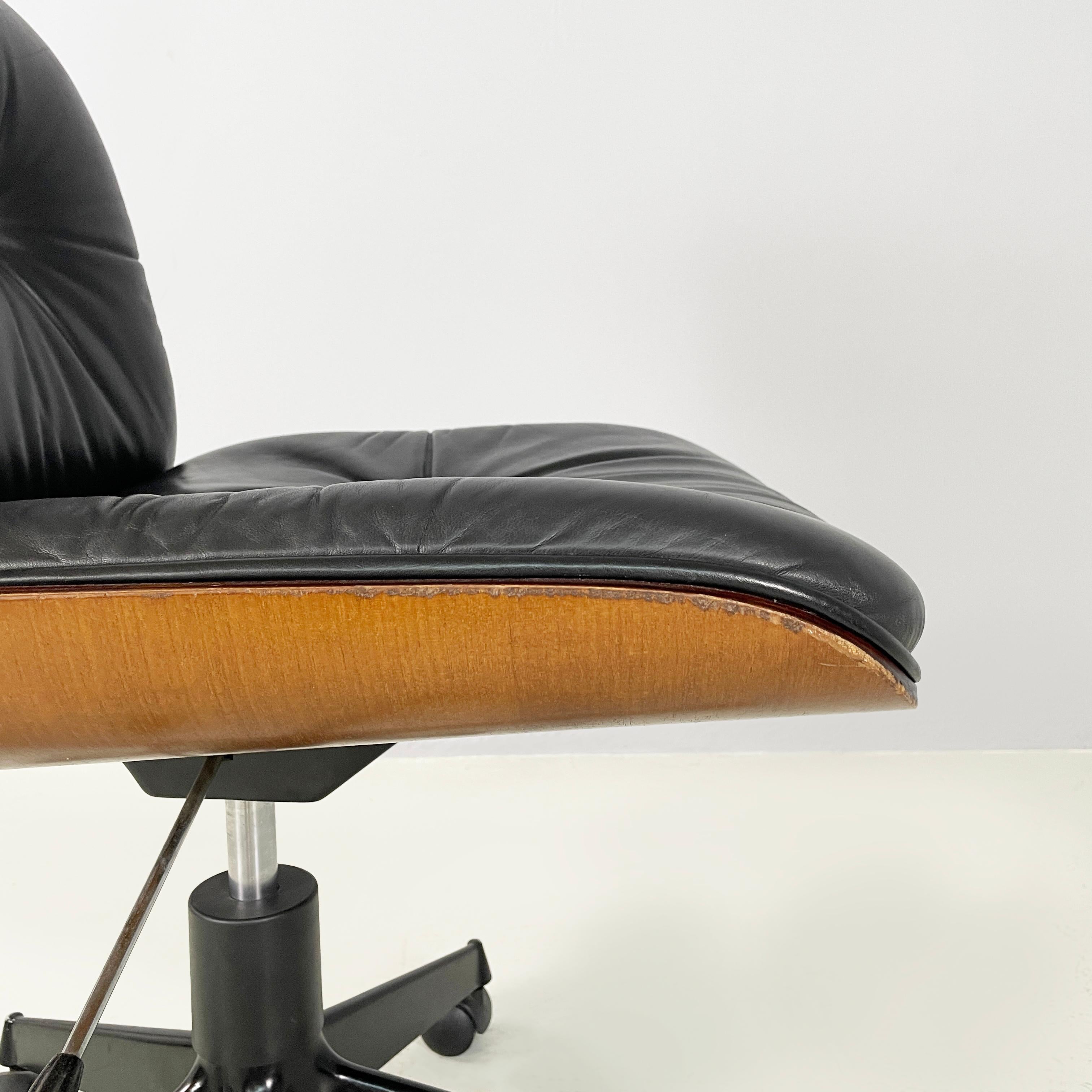Italian mid-century modern Black leather Office chairs by Ico Parisi MIM, 1960s 8