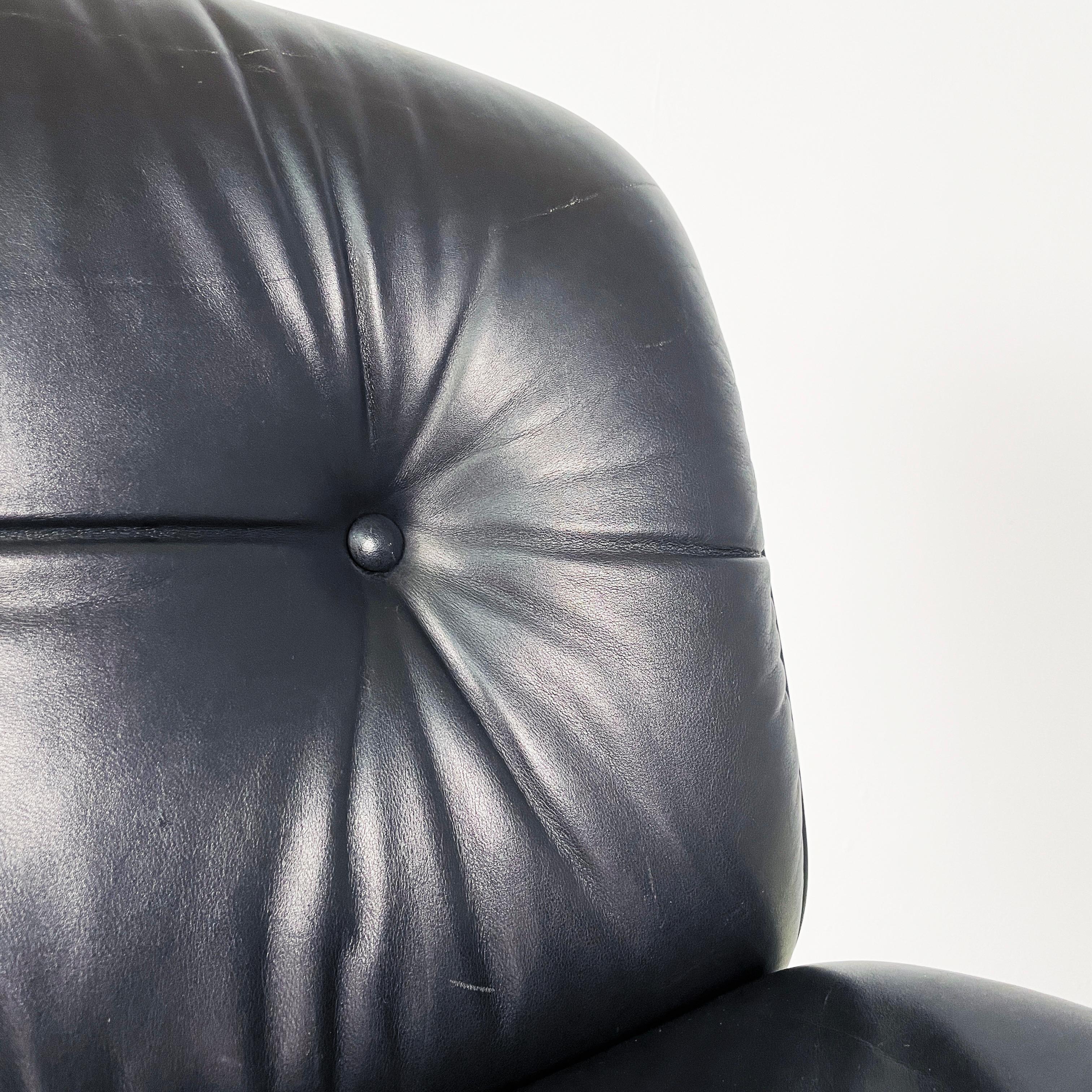 Italian mid-century modern Black leather Office chairs by Ico Parisi MIM, 1960s 2