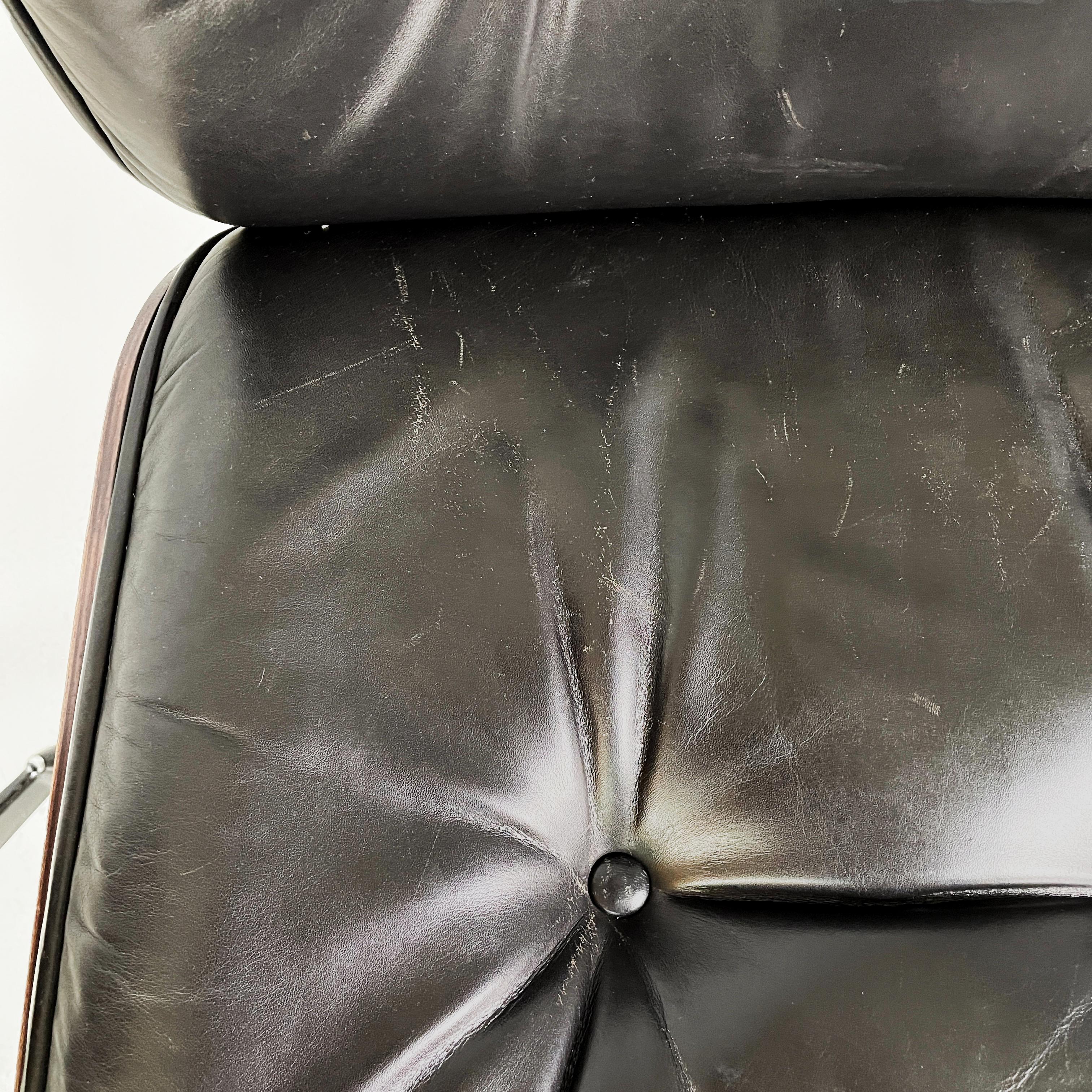 Italian mid-century modern Black leather Office chairs by Ico Parisi MIM, 1960s 3