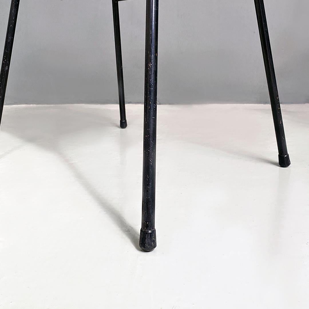 Italian Mid-Century Modern Black Metal and Blue Plastic Footrests or Stools 1960 For Sale 8