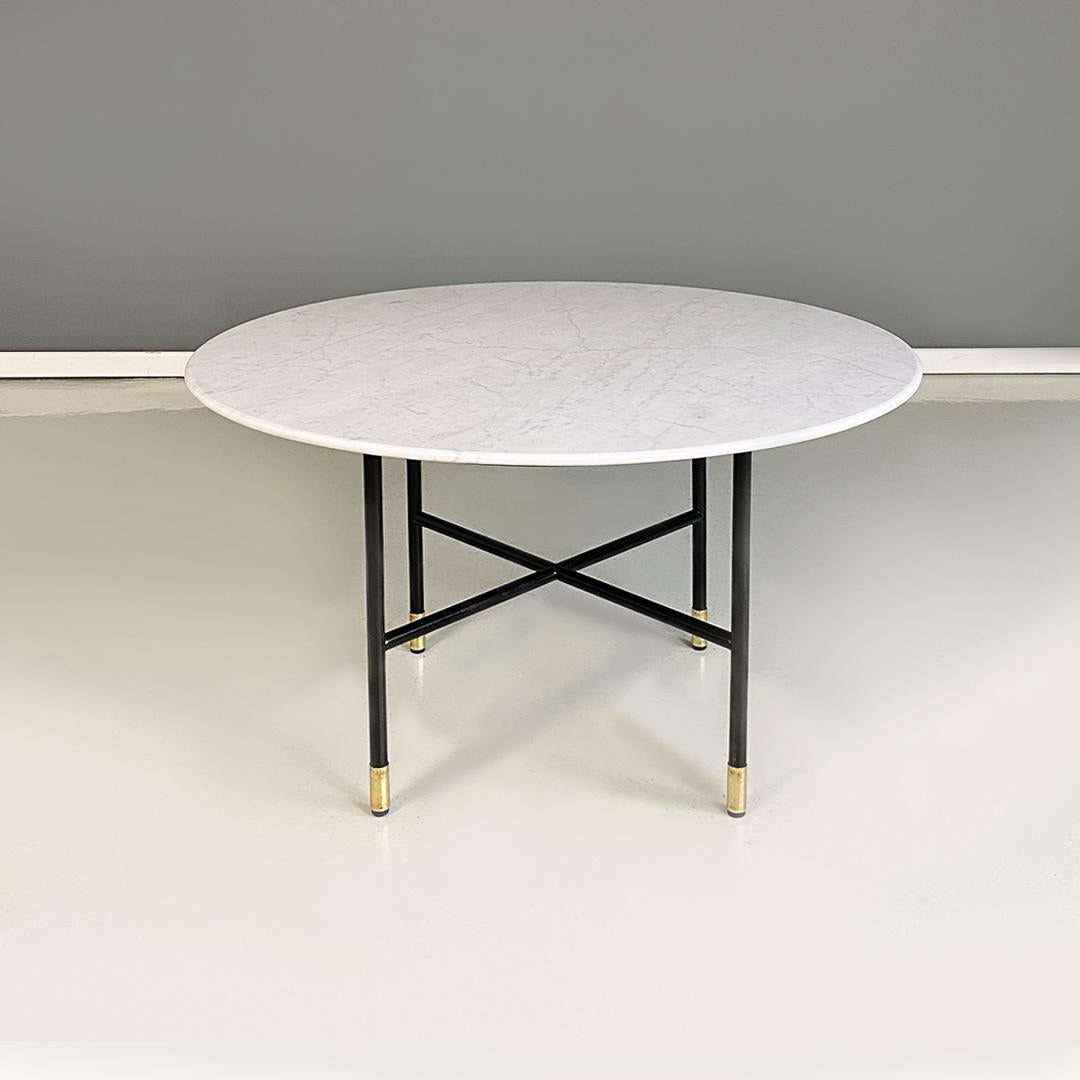 Italian Mid-Century Modern Black Metal and Carrara Marble Coffee Table, 1950s 3