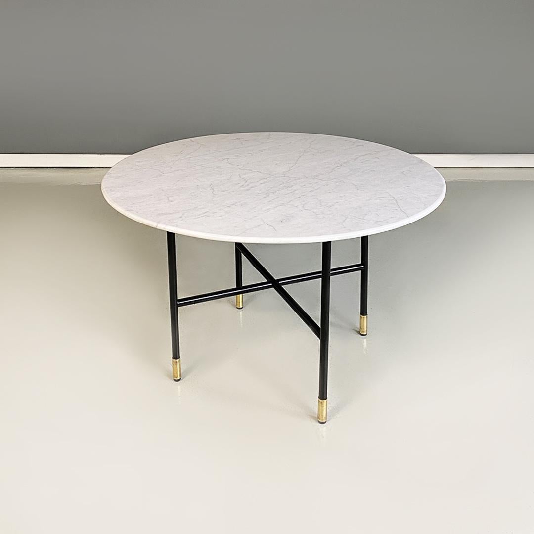 Italian Mid-Century Modern Black Metal and Carrara Marble Coffee Table, 1950s 5