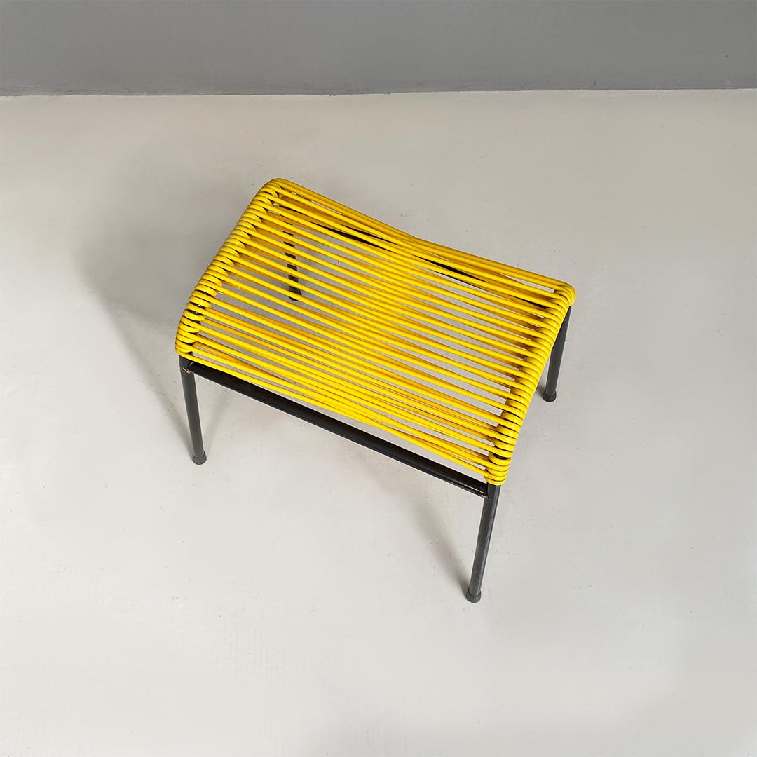Mid-20th Century Italian Mid-Century Modern Black Metal and Yellow Plastic Footrest or Stool 1960 For Sale