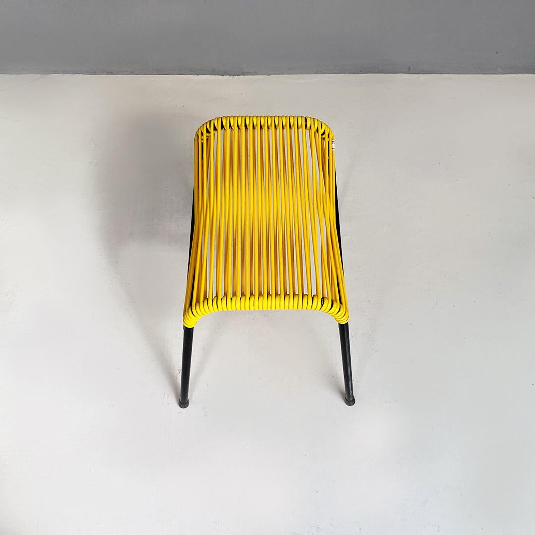 Italian Mid-Century Modern Black Metal and Yellow Plastic Footrest or Stool 1960 For Sale 3