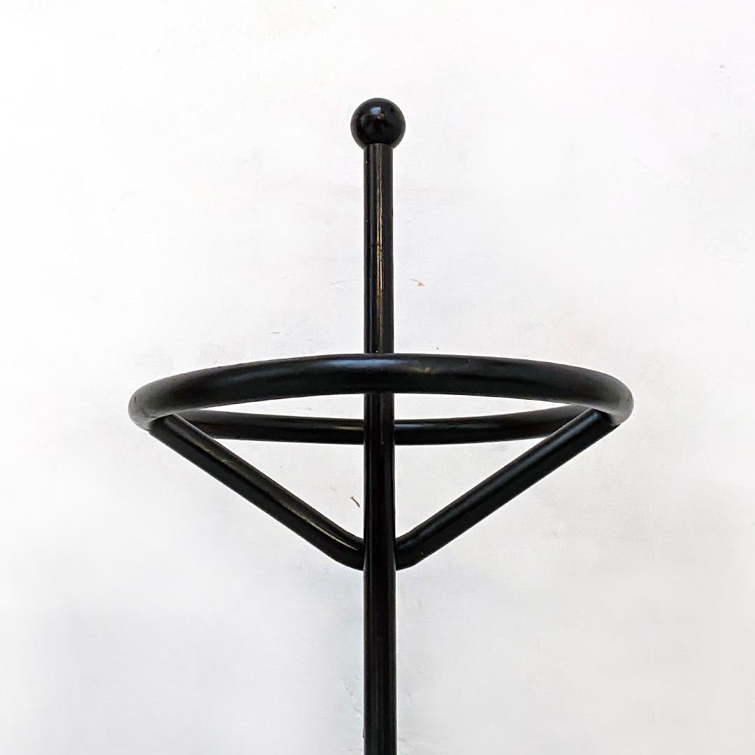 Italian Mid-Century Modern Black Umbrella Stand with Round Marble Base, 1980s 1