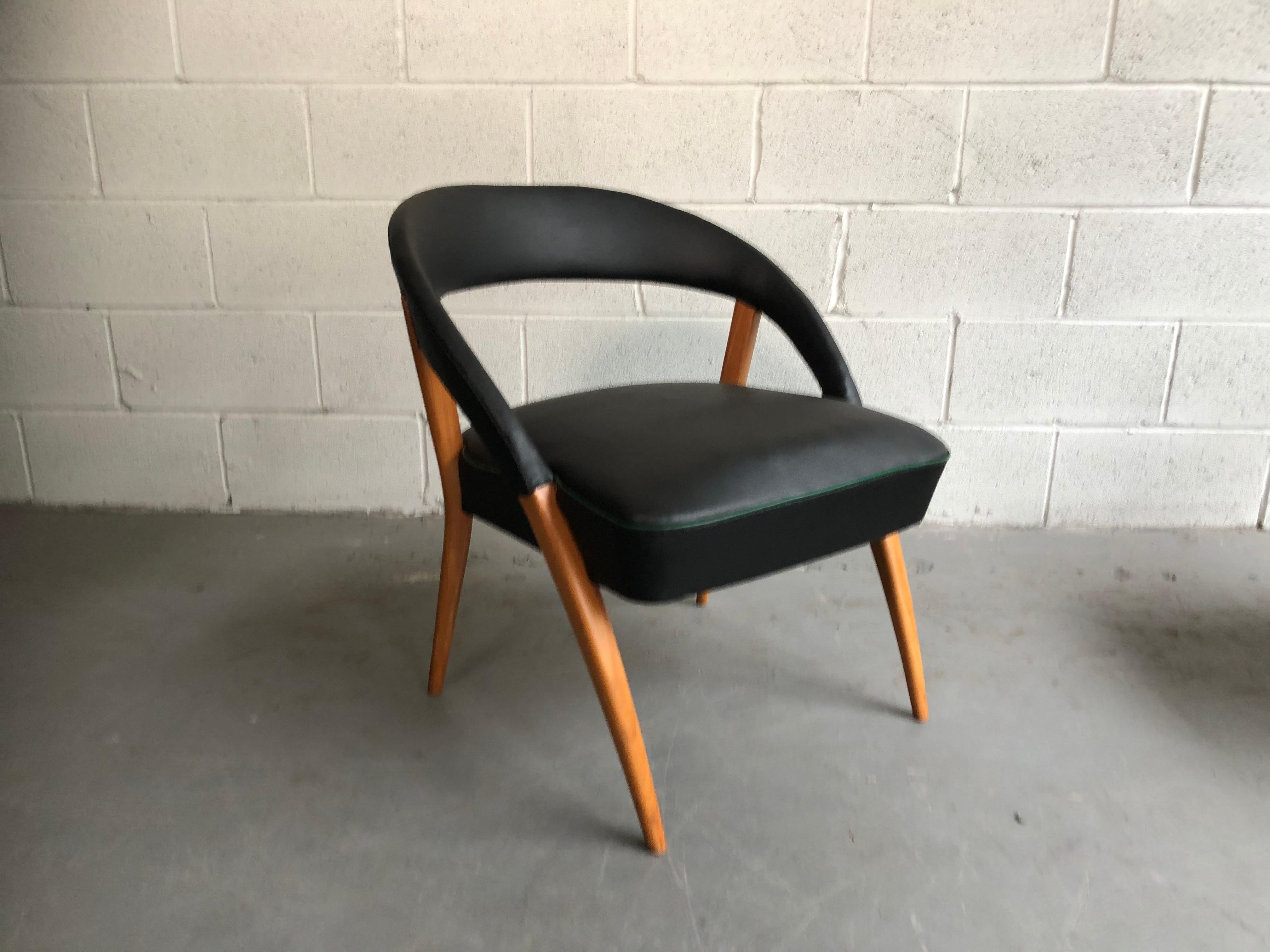 20th Century Italian Mid-Century Modern Black Vinyl Lounge Chairs