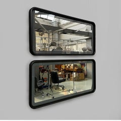 Italian mid-century modern black wooden wall mirrors, 1950s