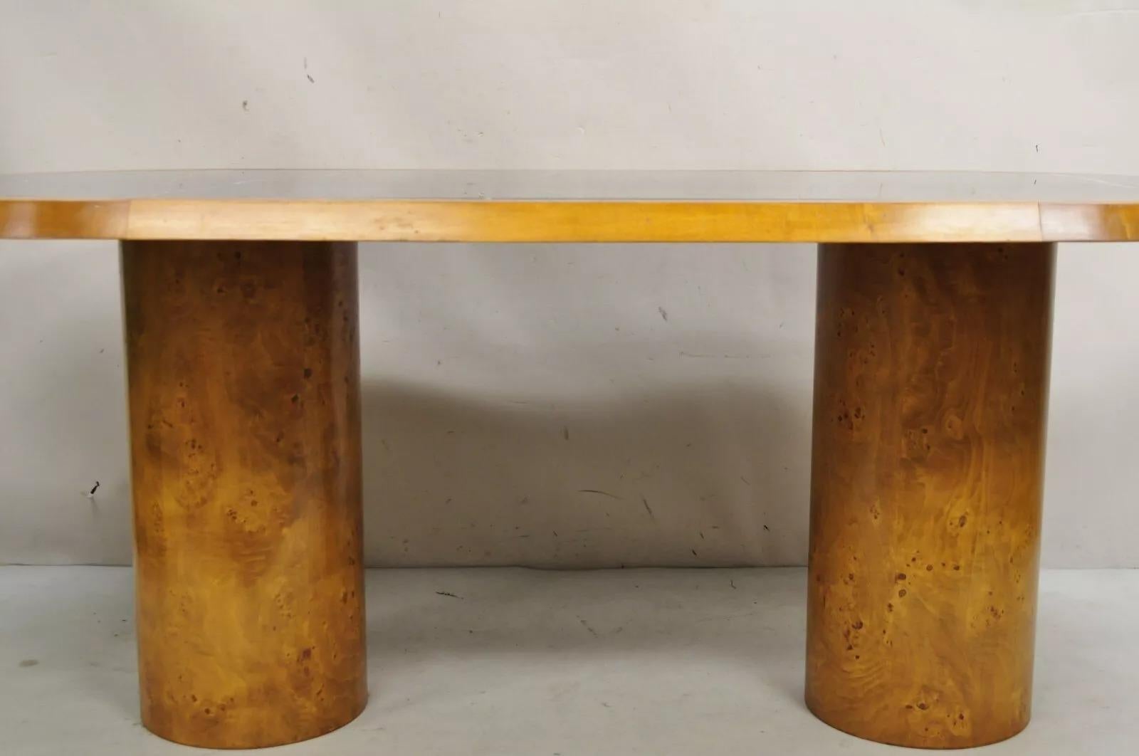 Italienischer Mid-Century-Modern-Esstisch aus Wurzelholz von Bloomingdale's mit ovaler Marmorplatte im Angebot 3