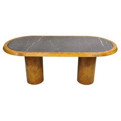 Table de salle à manger ovale à plateau de marbre en Wood Woods, italienne et moderne du milieu du siècle dernier Bloomingdale's