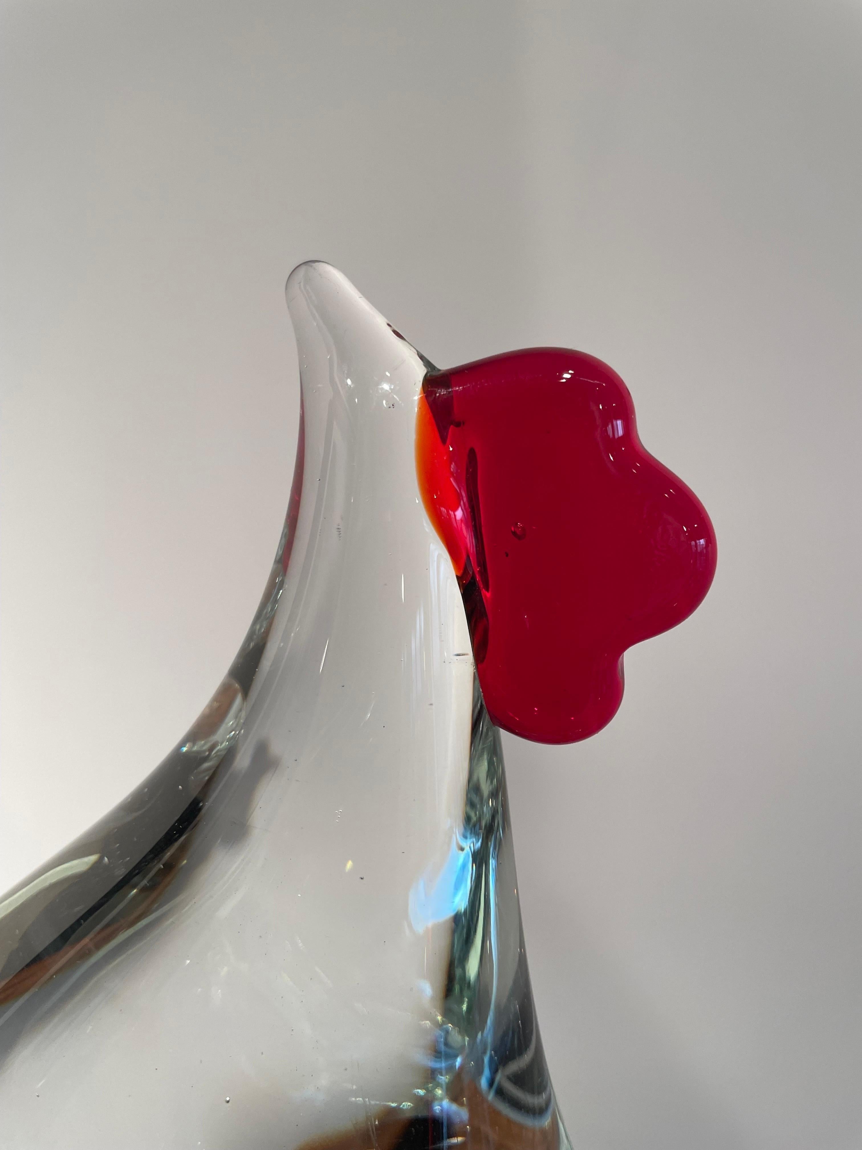 Gallo de vidrio soplado italiano de mediados del siglo XX, Antonio da Ros para Cenedese Hecho a mano en venta