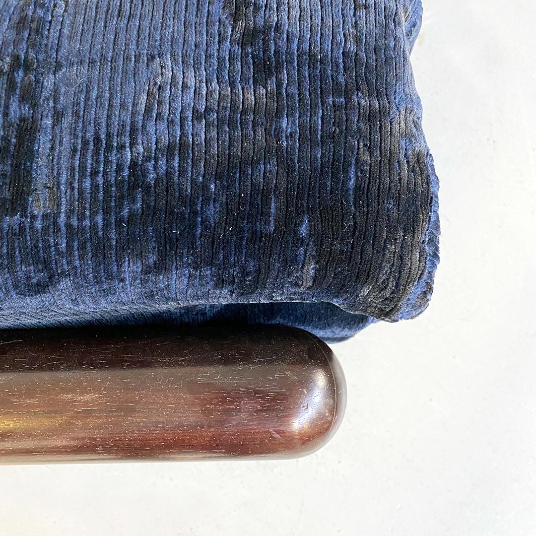 Italian Mid-Century Modern Blue Corduroy Sofa Cornaro by C. Scarpa, Gavina, 1973 5
