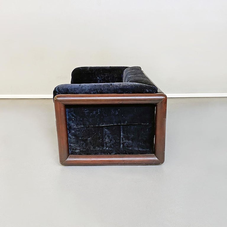 Italian MidCentury Modern Blue Corduroy Sofa Cornaro by C. Scarpa