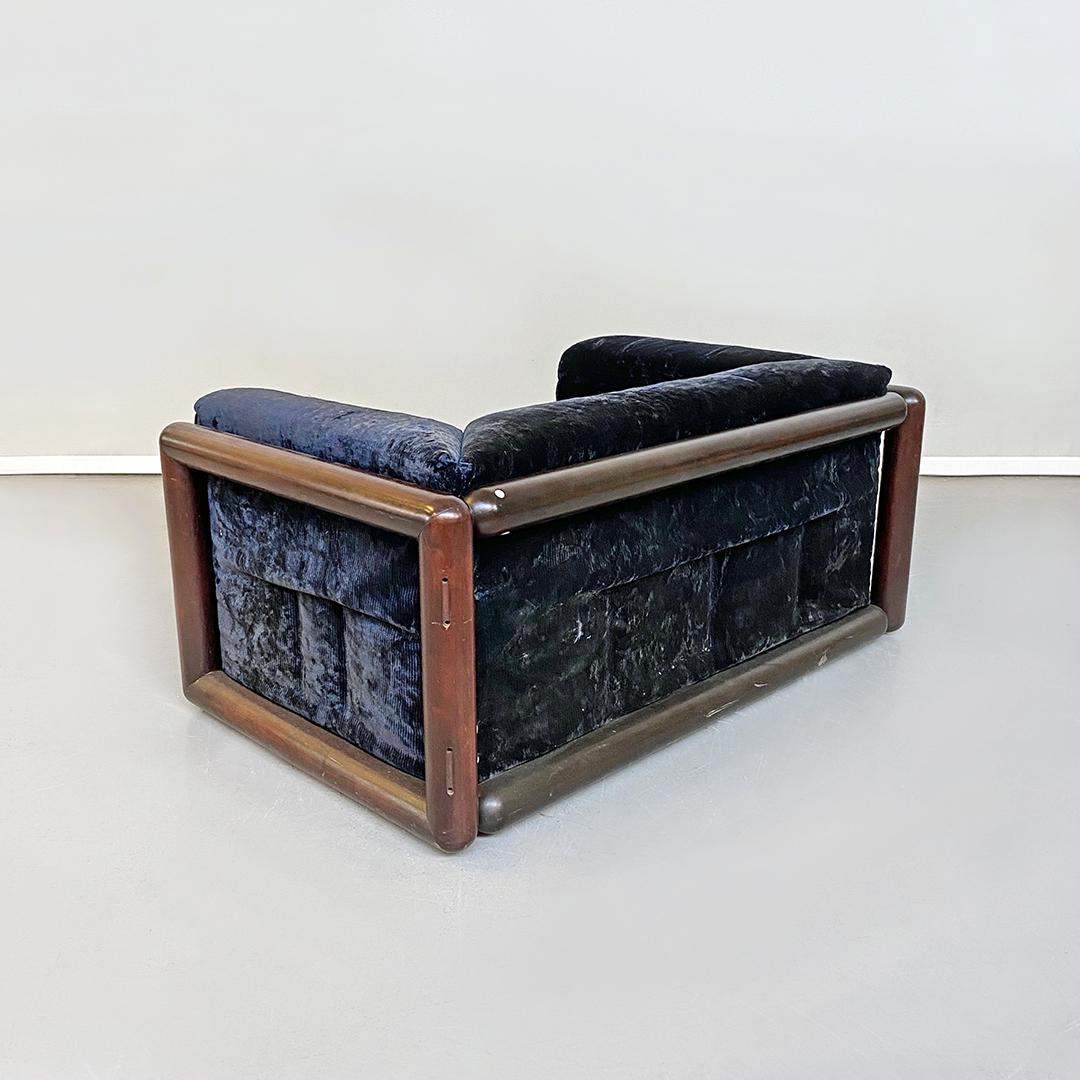 Italian Mid-Century Modern Blue Corduroy Sofa Cornaro by C. Scarpa, Gavina, 1973 1