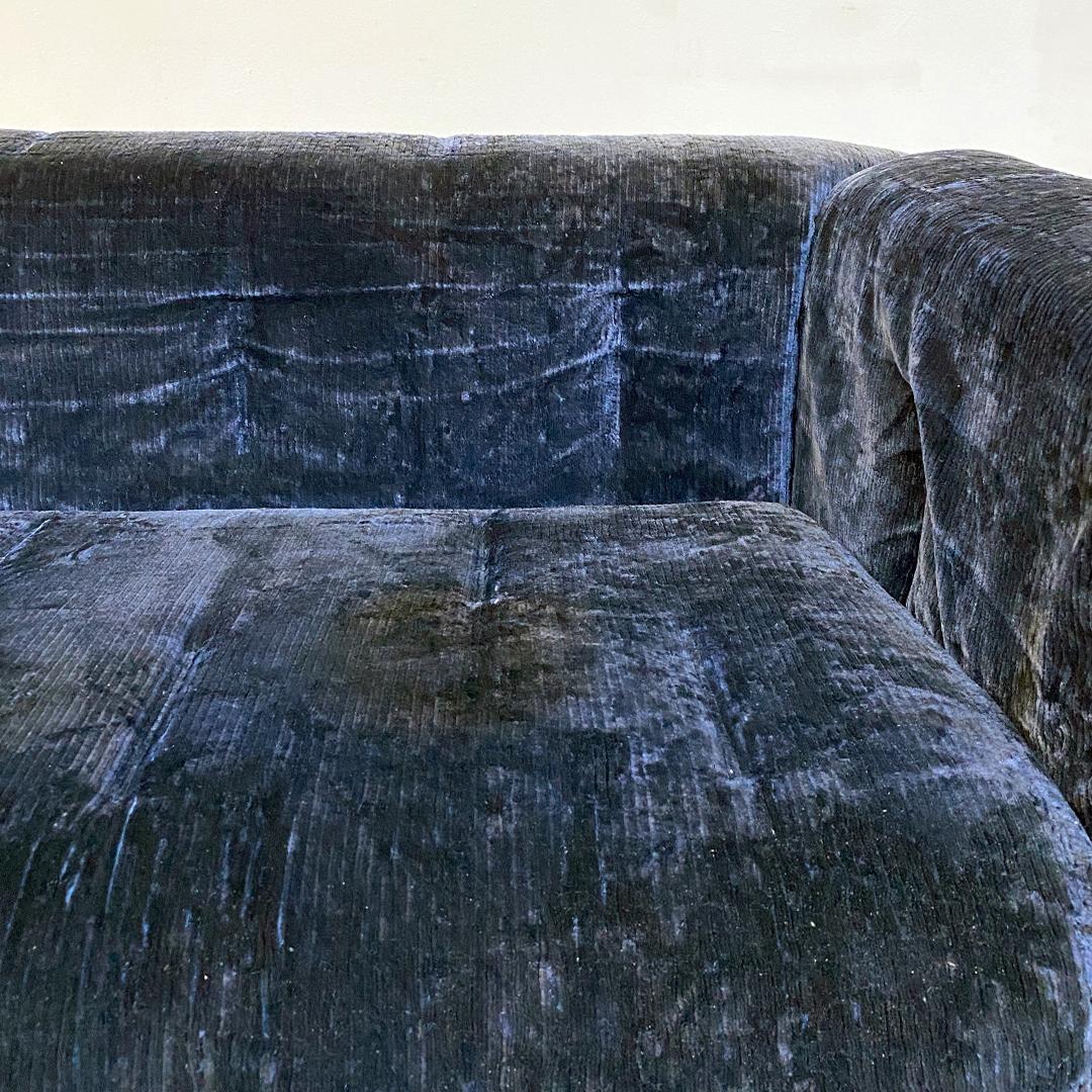 Italian Mid-Century Modern Blue Corduroy Sofa Cornaro by C. Scarpa, Gavina, 1973 2