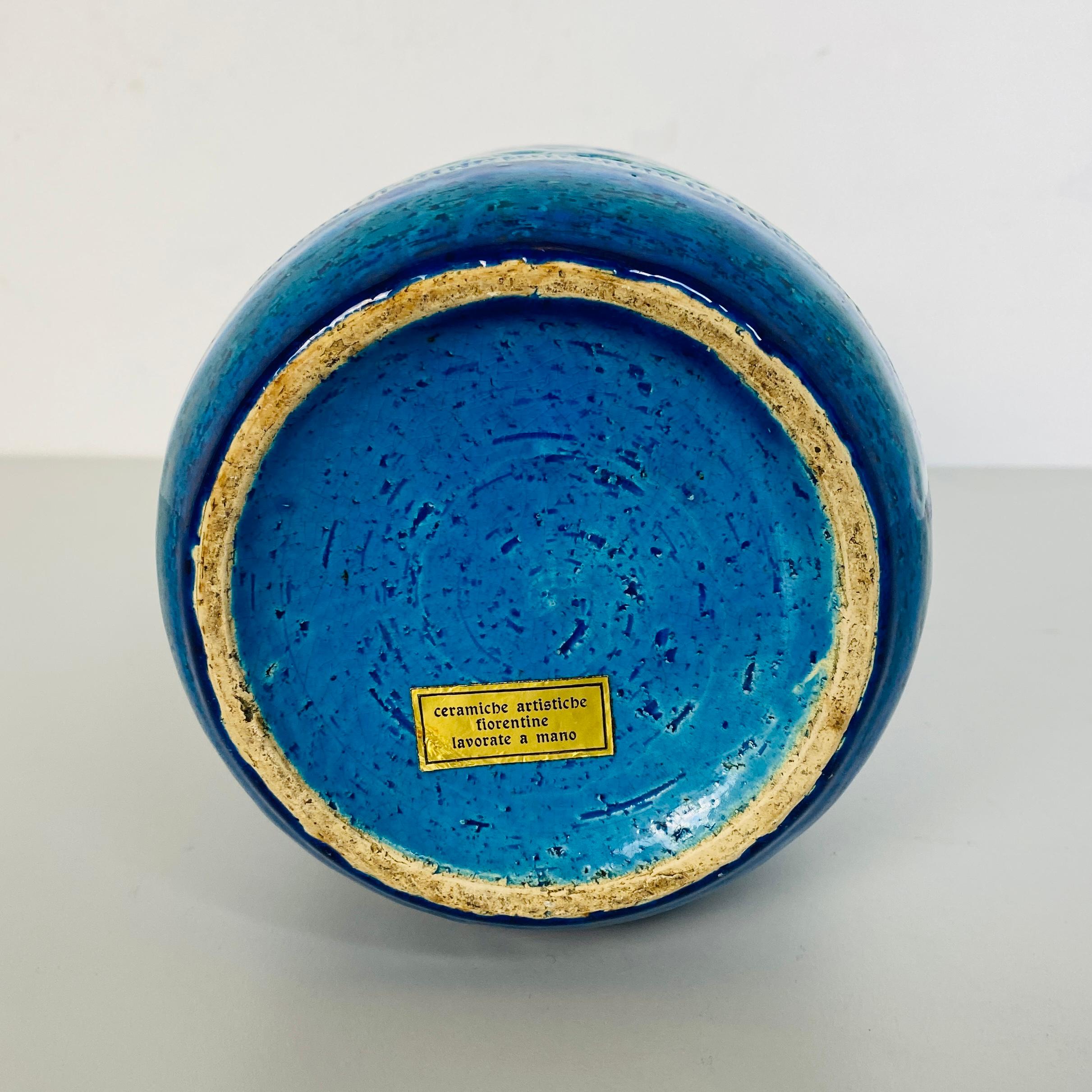Italian Mid-Century Modern Blue Decorated Vase by Bitossi, 1970s 1