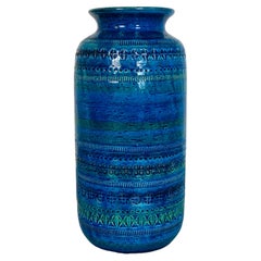 Italian Mid-Century Modern Blue Decorated Vase by Bitossi, 1970s