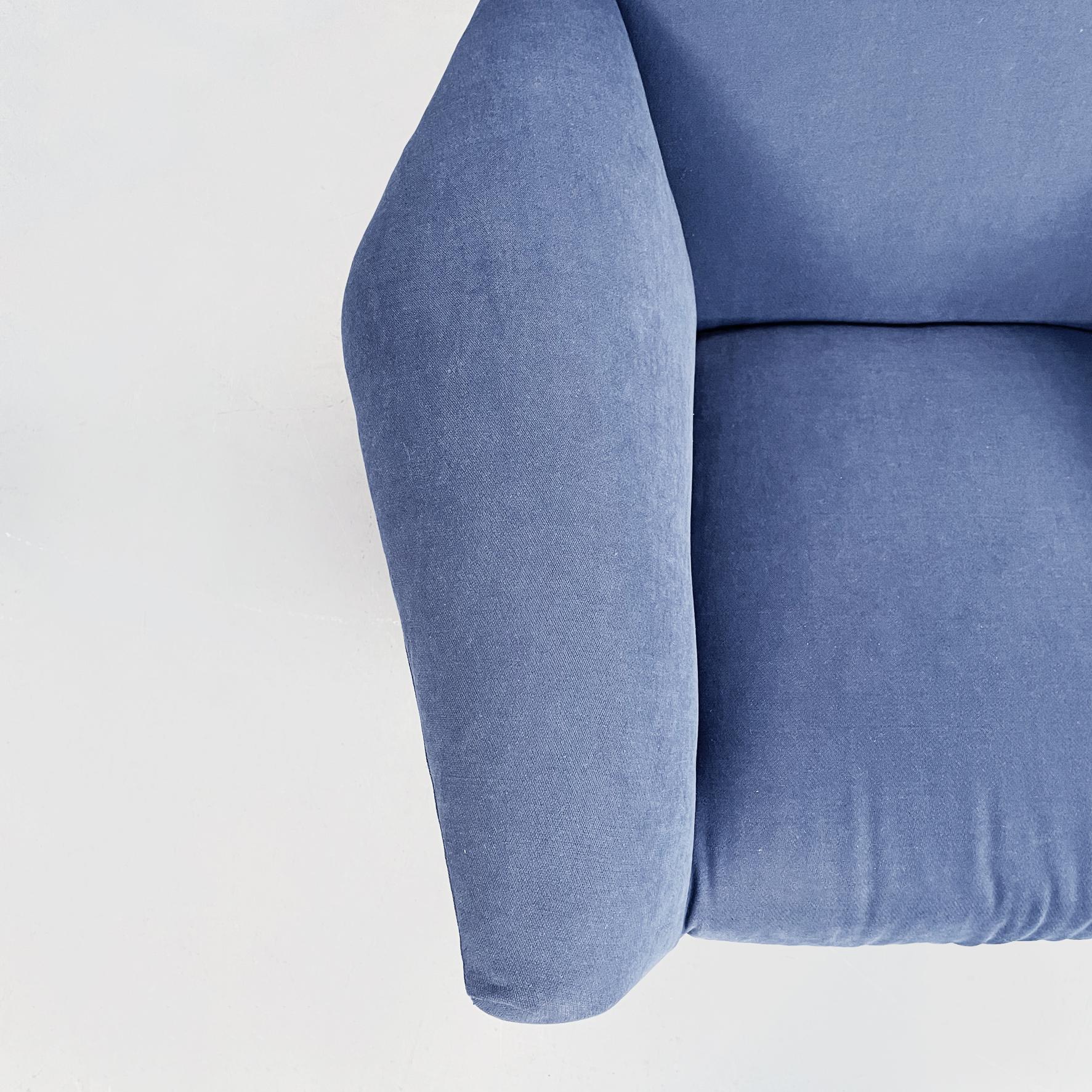 Italian Mid-Century Modern Blue Fabric Armchairs with Tubular Black Metal, 1960s 6