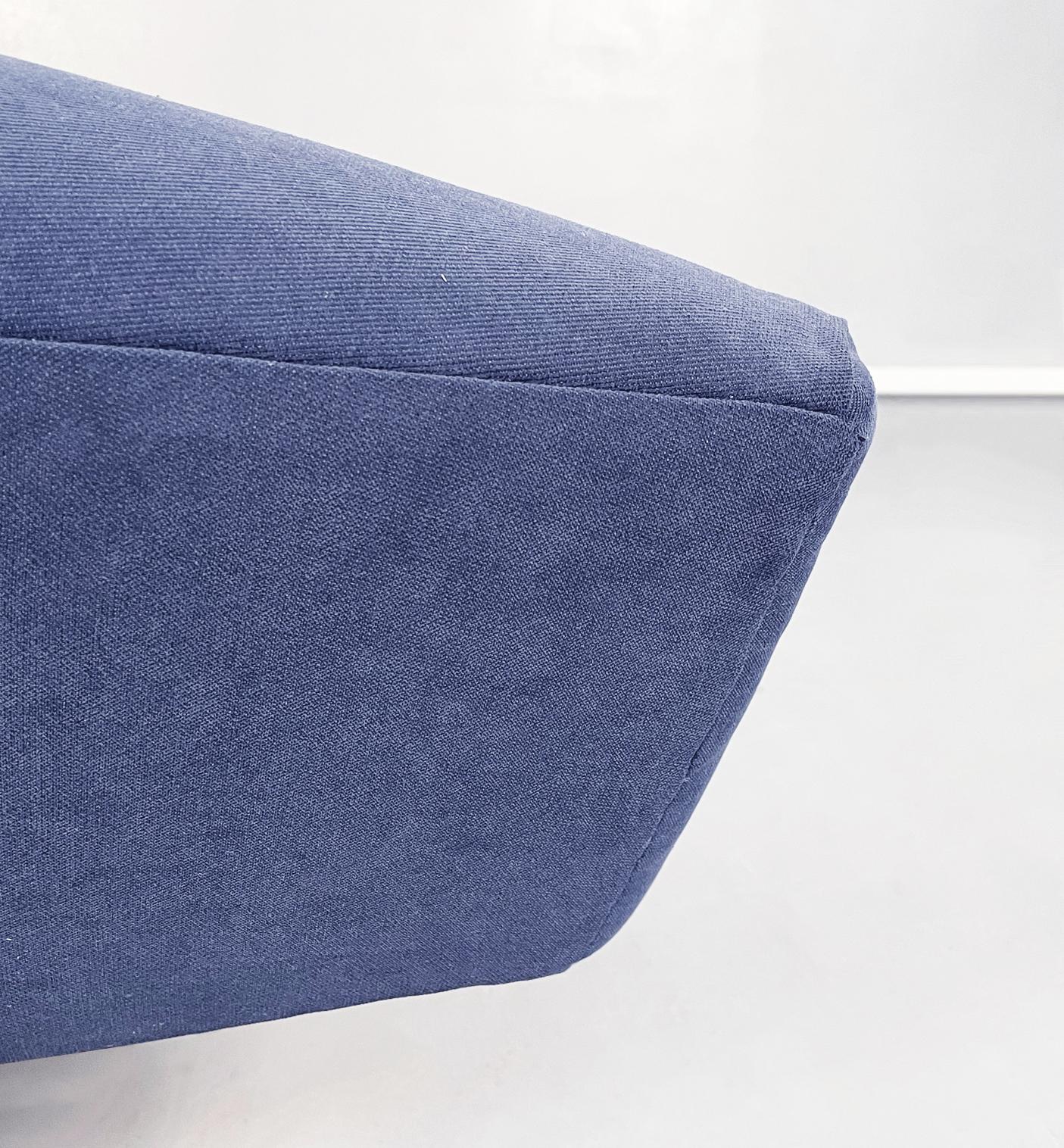 Italian Mid-Century Modern Blue Fabric Armchairs with Tubular Black Metal, 1960s 9